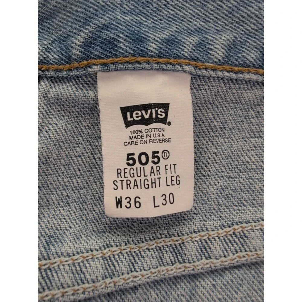 VTG Levi's 505 Regular Fit Straight Leg Paper Tag Jeans Men's 36x30 Light Wash